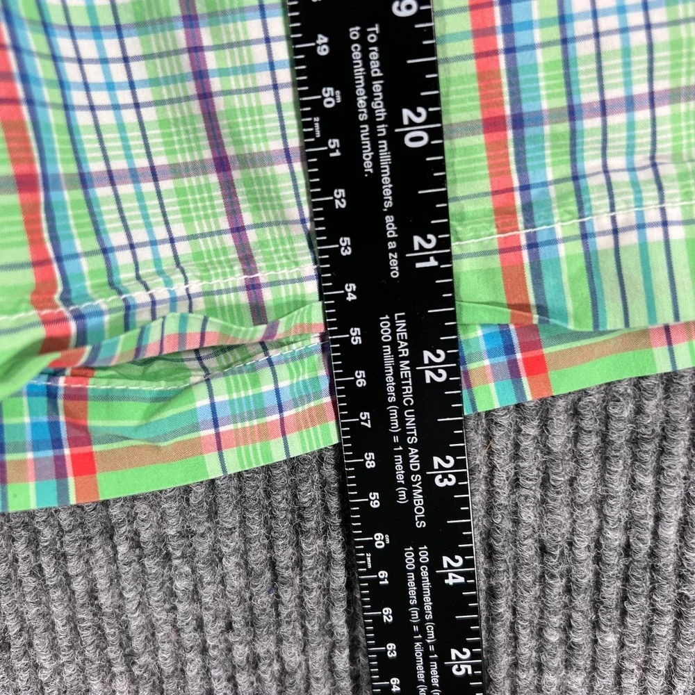 Polo Ralph Lauren Swim Trunks Mens Size Large Green Plaid Drawstrings Beach Pool